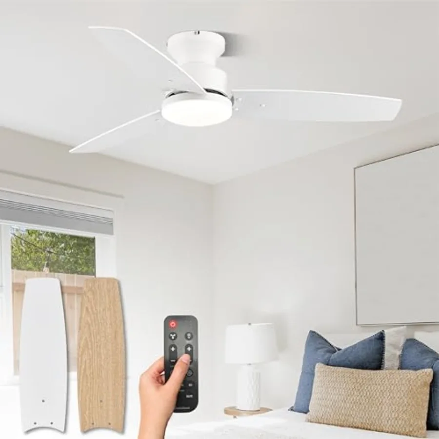 

Modern Ceiling Fans with Lights 42 Inch Ceiling Fan with Light and Remote Bedroom Living Room Office Outdoor Flush Mount 18W 3C