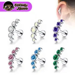 G23 Titanium Piercing 16G 18G Internal Thread Labret Lip Cartilage Piercing 5A Zircon Opal Tragus Earrings Body Piercing Jewelry