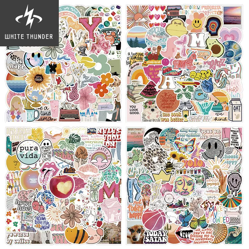 

50pcs Kawaii Scrapbooking Stickers for Kids Cute Flower Skateboard Laptop Graffiti Sticker School Student Stationery Supplies