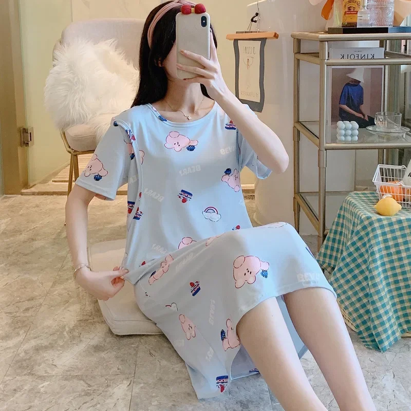 

Summer Maternity Breastfeed Nursing Nightgowns Room Wear Nightie Mothers Nightwear Breast Feeding Clothes Pregnancy Nightdress