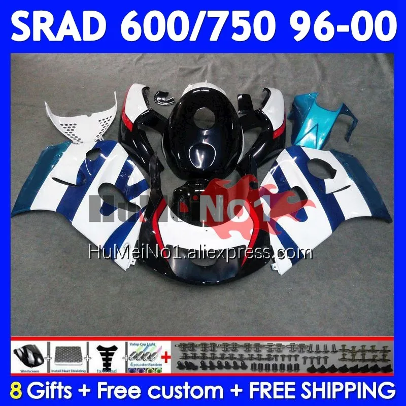 Body For SUZUKI SRAD GSXR 750 600 Black blue GSX-R600 101No.41 GSXR750 GSXR600 96 97 98 99 00 1996 1997 1998 1999 2000 Fairing