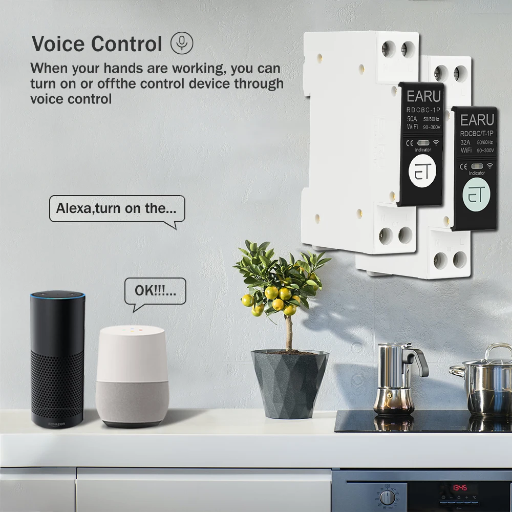 WIFI Circuit Breaker Smart Time Timer Relay Switch Voice Remote Control by Tuya eWeLink APP Smart House Amazon Alexa Google Home