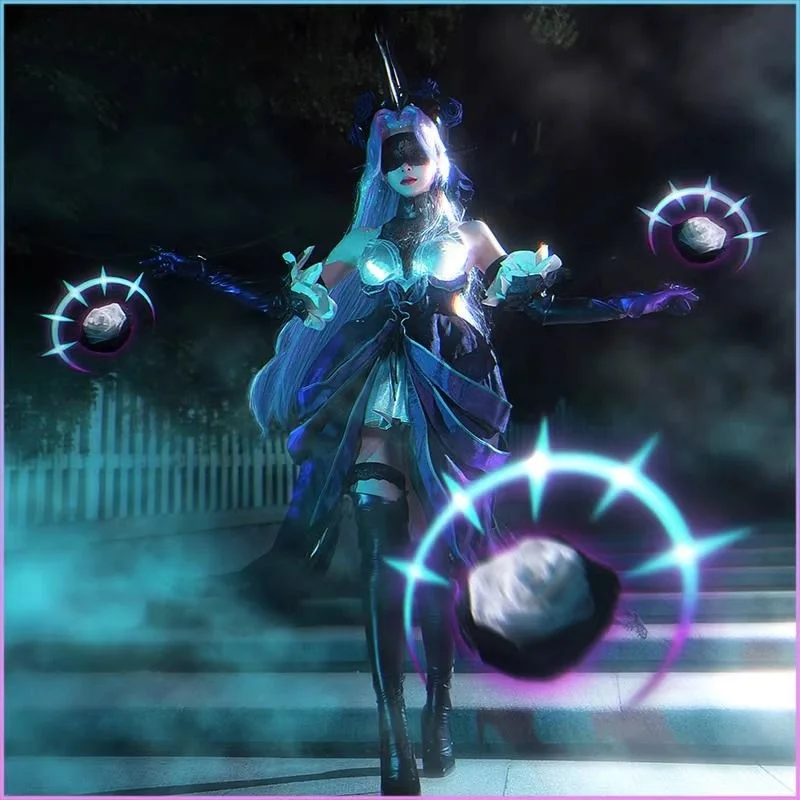 LOL Cosplay League Of Legends Syndra Costume Dress Withered Rose Dream Syndra Dark Girl Ball Gown Evening Dress