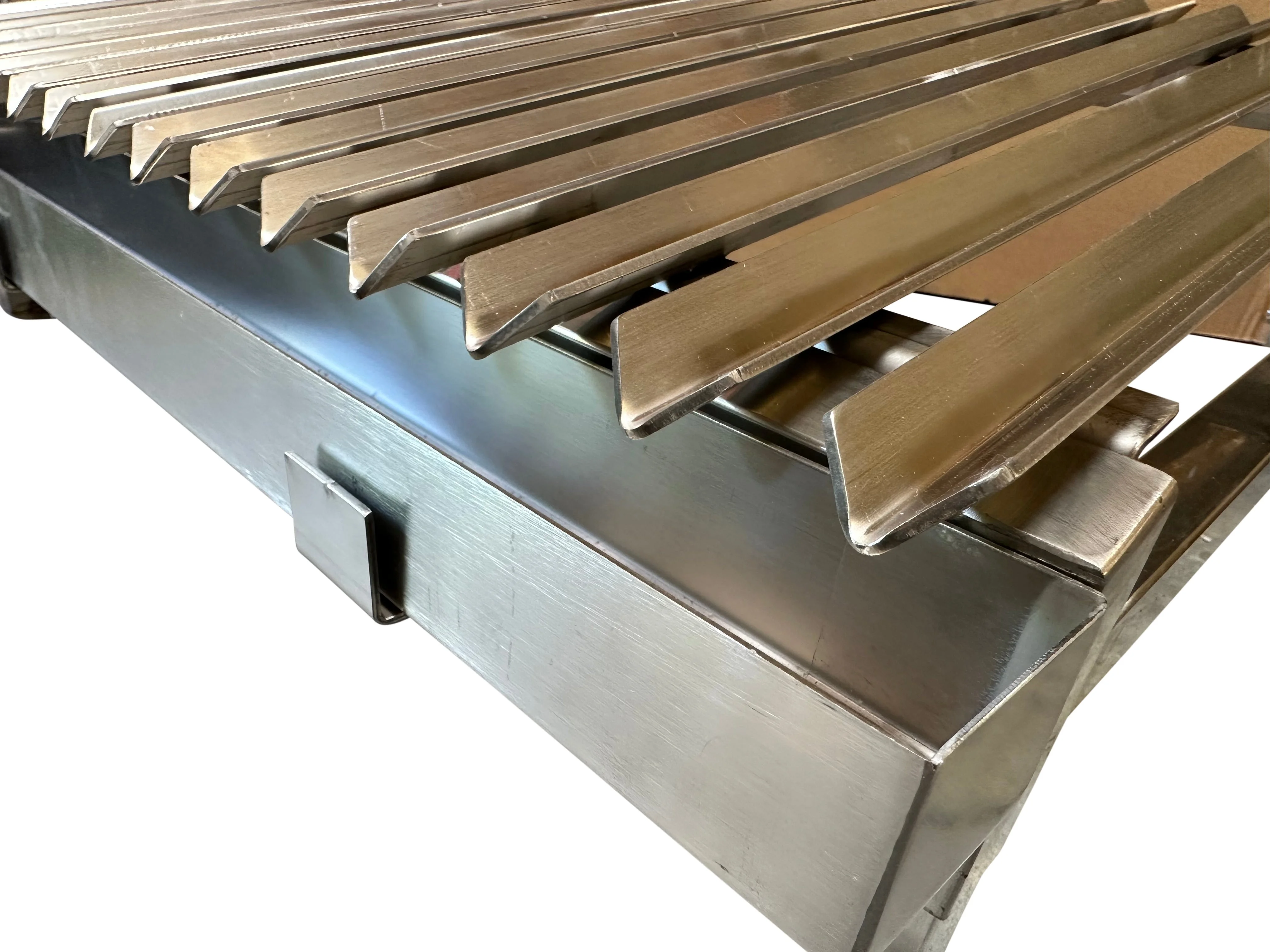 Stainless steel adjustable grill, Argentinian style camping grill with V-shaped grill for oil removal