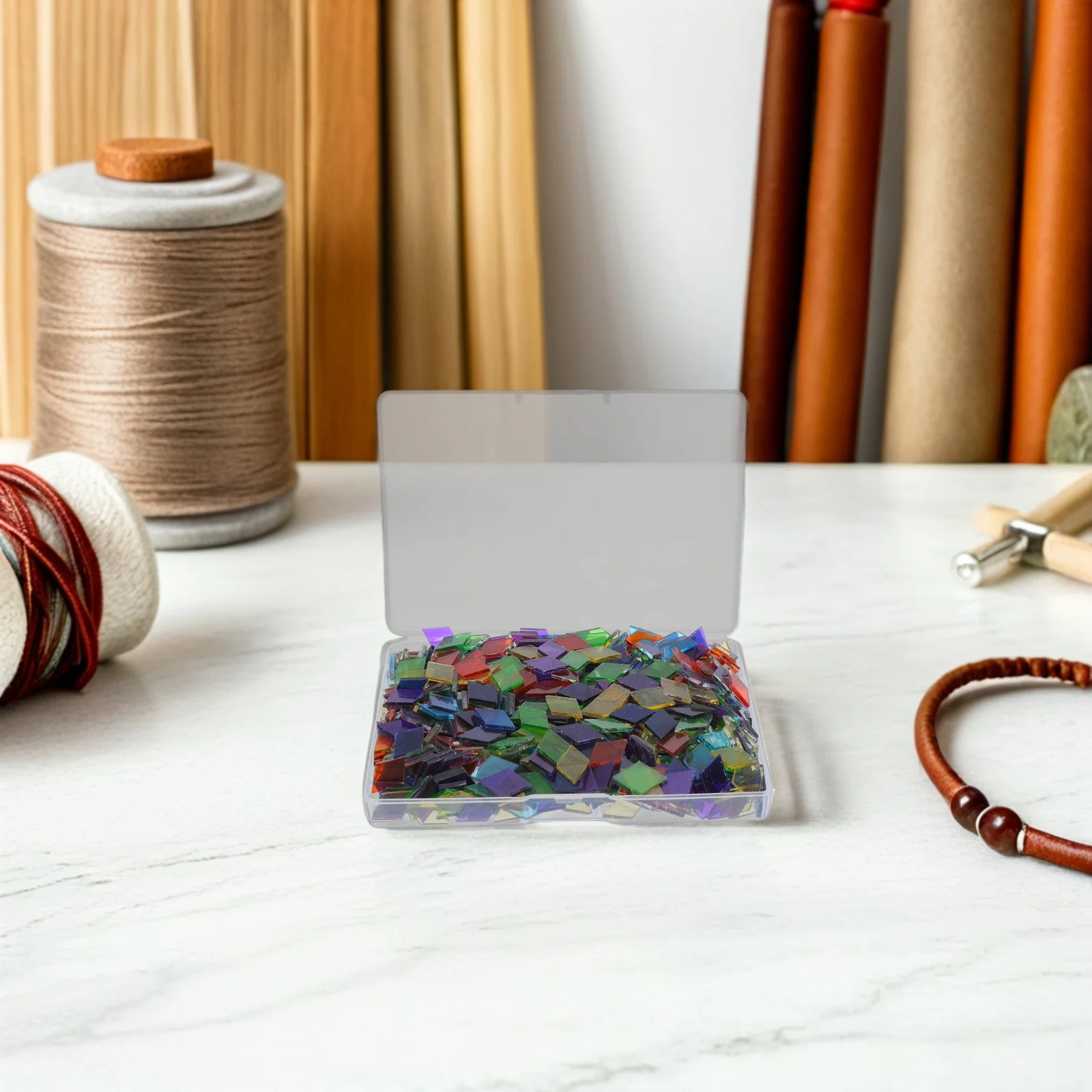 

580Pcs Rhombus Glass Tiles Geometric Stained Glass Mosaic Pieces DIY Wall Decor Art Craft Supplies Bathroom Kitchen Washroom