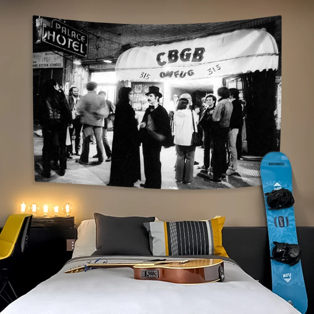 

Classic Rock Club CBGB Tapestry Punk Metal Home Decor Aesthetics Wall Hanging Covering Living Room Dormitory Background Cloth