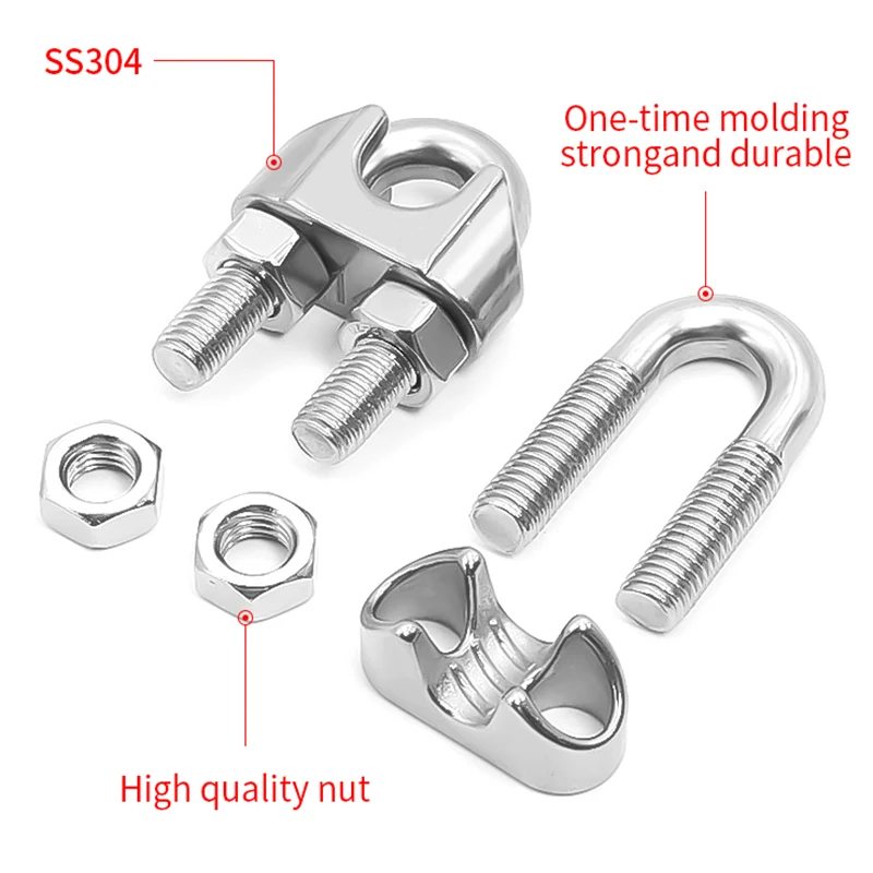 Picture 5: 5-50pcs 304 Stainless Steel Cable Clamps, Metal Fixtures, M2/M3/M4/M5/M6/M8 U-Shaped Fixtures for 1.5-8mm Steel Wire Ropes