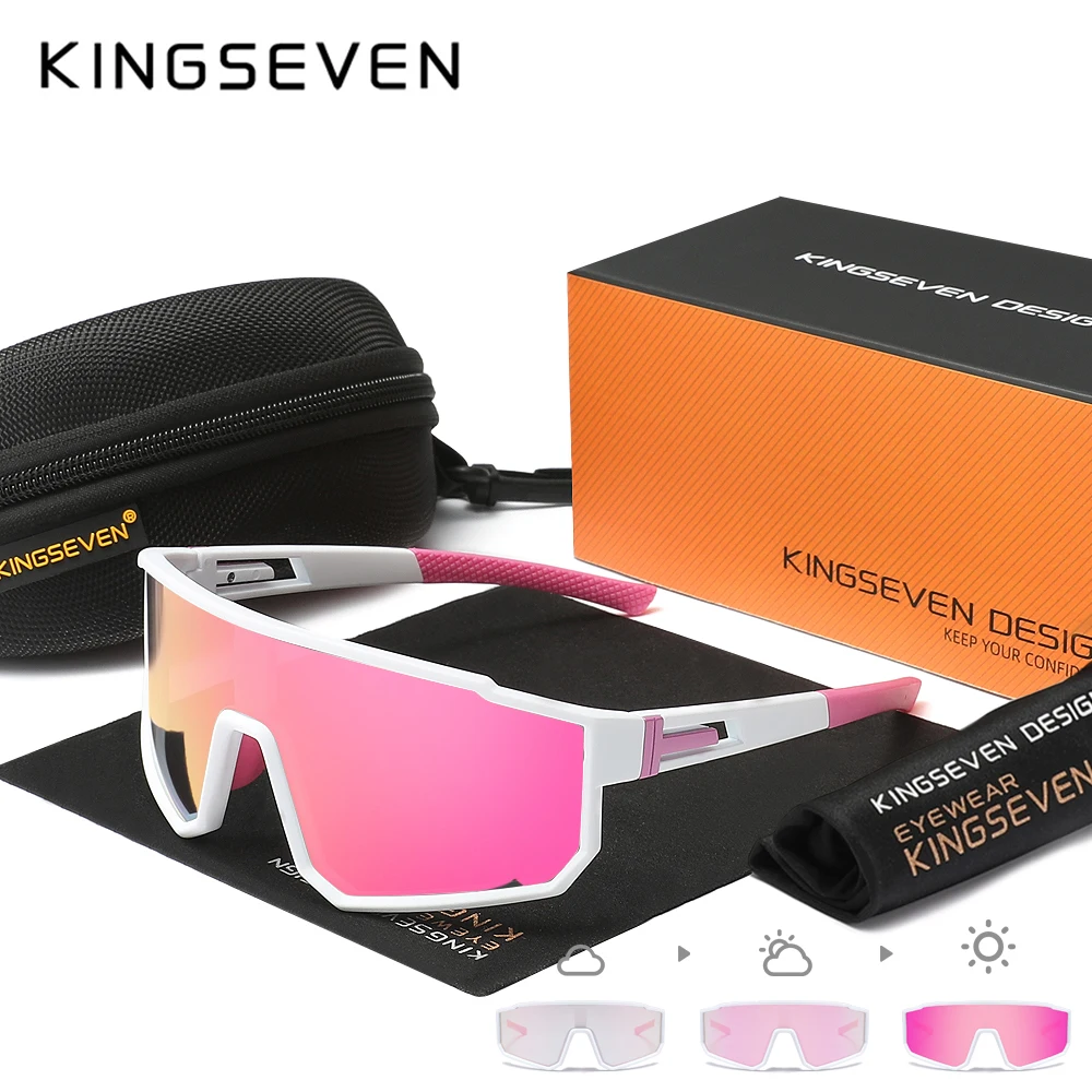 KINGSEVEN نظارات شمسية رياضية كاجوال لركوب الدراجات موضة الرجال والنساء UV400 نظارات واقية فوتوكروميك نظارات الطريق للدراجات الجبلية