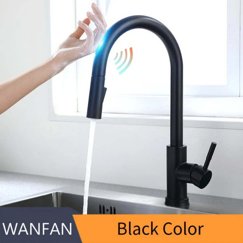 Pull Out Sensor Black Kitchen Faucet Sensitive Touch Control Faucet Mixer For Kitchen Touch Sensor Kitchen Mixer Tap