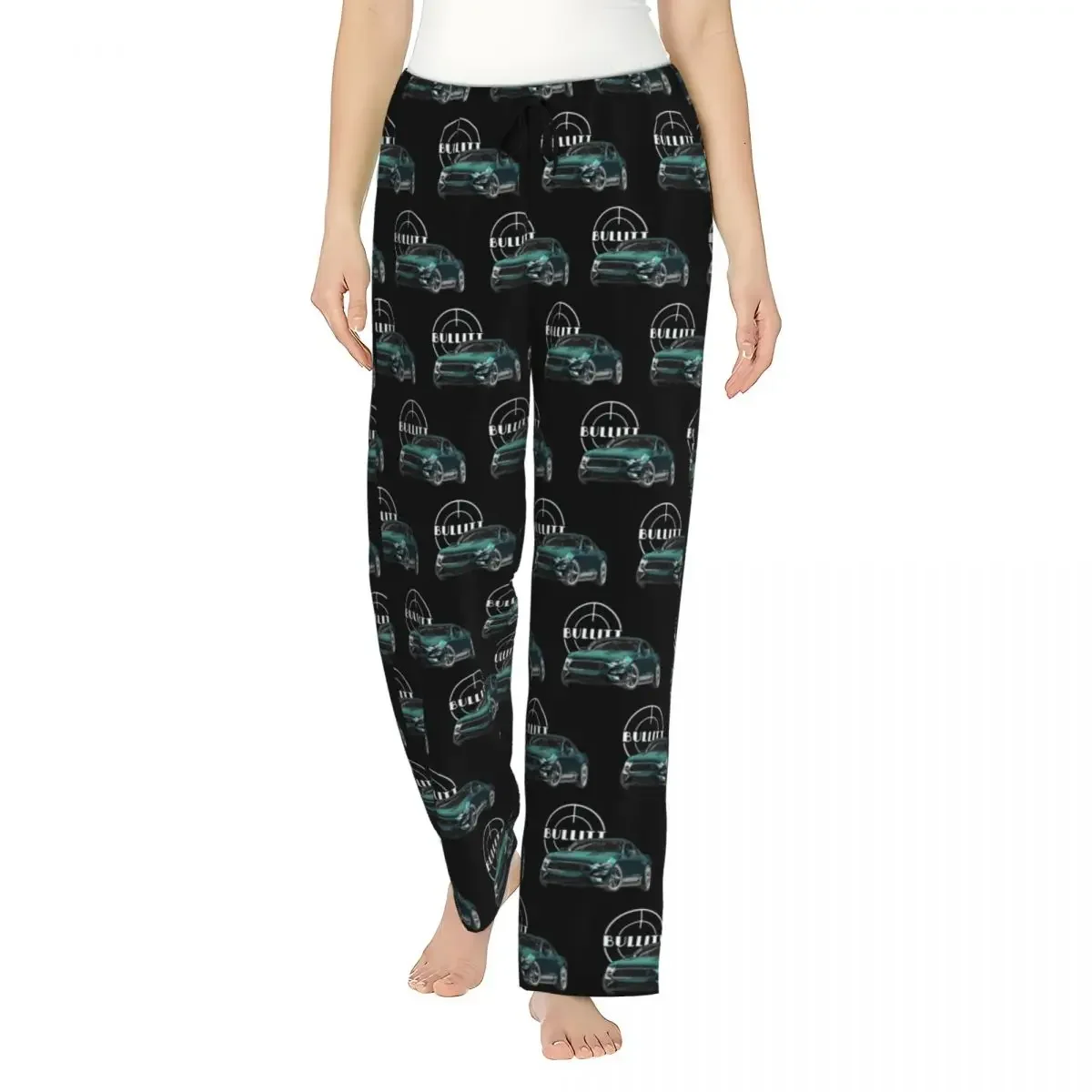 Bullitt Mustang GT 5.0L V8 Classic Steve Mcqueen Muscle Car Women Pajama Pants Lounge Sleep Sleepwear Bottoms with Pockets