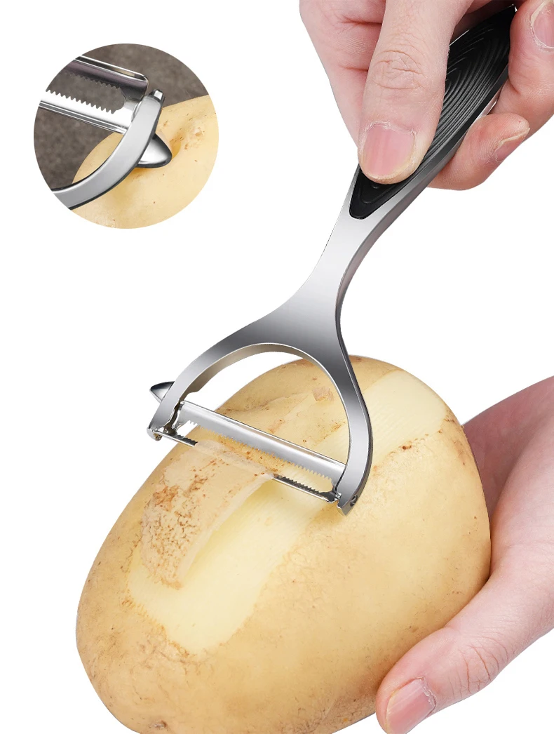 1PC Edelstahl Gemüse Schäler Kartoffel Schäler Multi-funktion Karotte Reibe Obst Werkzeuge Küche Zubehör Küche Pelador – Detail 6