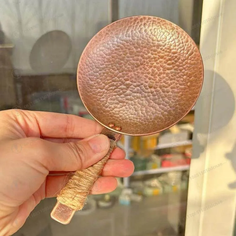 

Медный поднос ручной работы для обжарки чая - Набор для ароматерапии с подогревом от свечи для благовоний и чая, традиционный инструмент для чайной церемонии без дыма