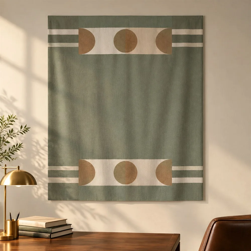 VIKAMA Minimal Geometry Tapestry Wall Hanging, Abstract Shape Wall Art, Modern Decor for Living Room Office Study Entryway