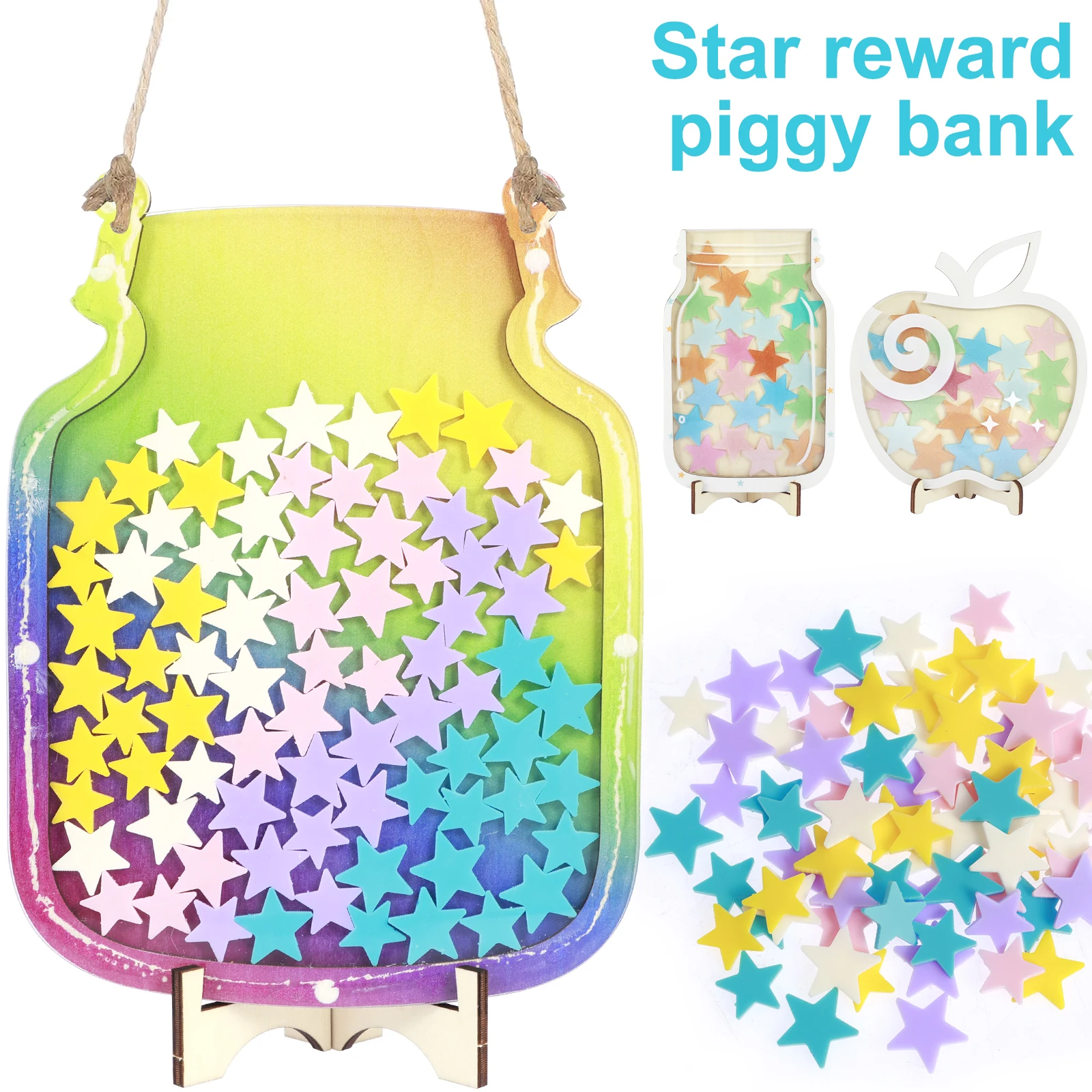 Reward Jar Kit Wooden Positive Behavior Jar Personalized Star Incentive Jars Multipurpose Reward Jars Responsibility Management