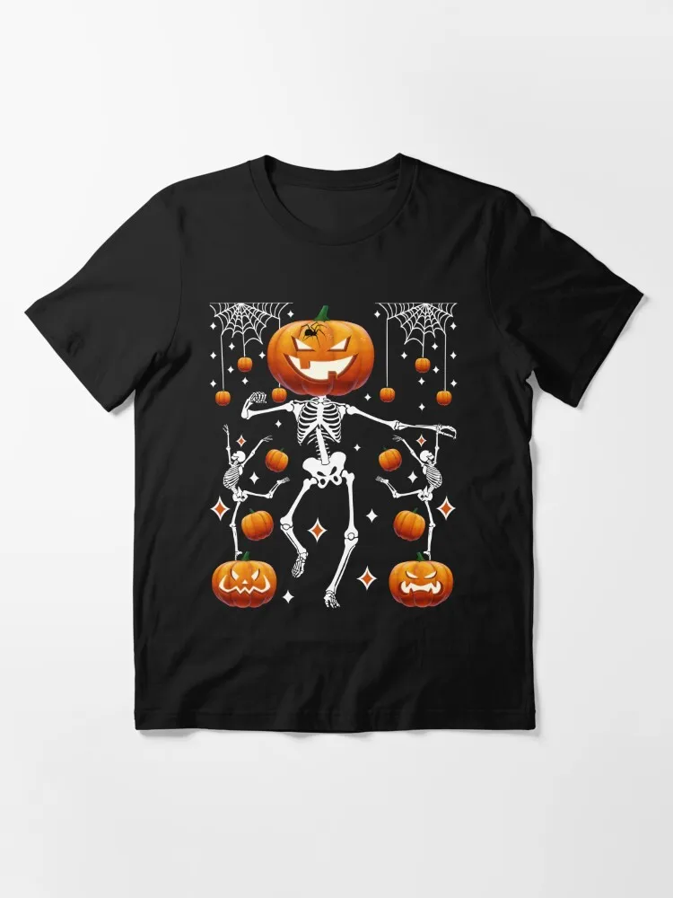 Funny Scary Dancing Pumpkin Head Skeleton Halloween Party Essential T-Shirt