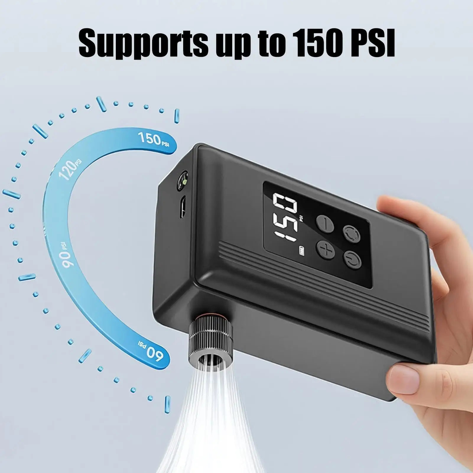 Pompa Sepeda Otomatis Mati Dengan Lampu LED Pengukur Tekanan Pompa Sepeda Portabel Inflator Ban Listrik Untuk Bersepeda Jalan Raya Gunung Balon