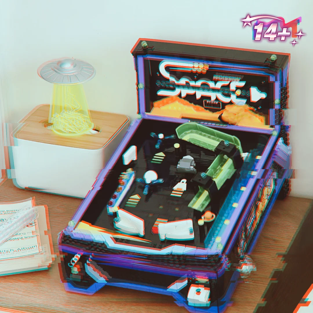 2026 2274pcs Street Game Pinball Machine Tabletop Game Retro Gaming Console Arcade Building Blocks Puzzle Model Christmas Gift