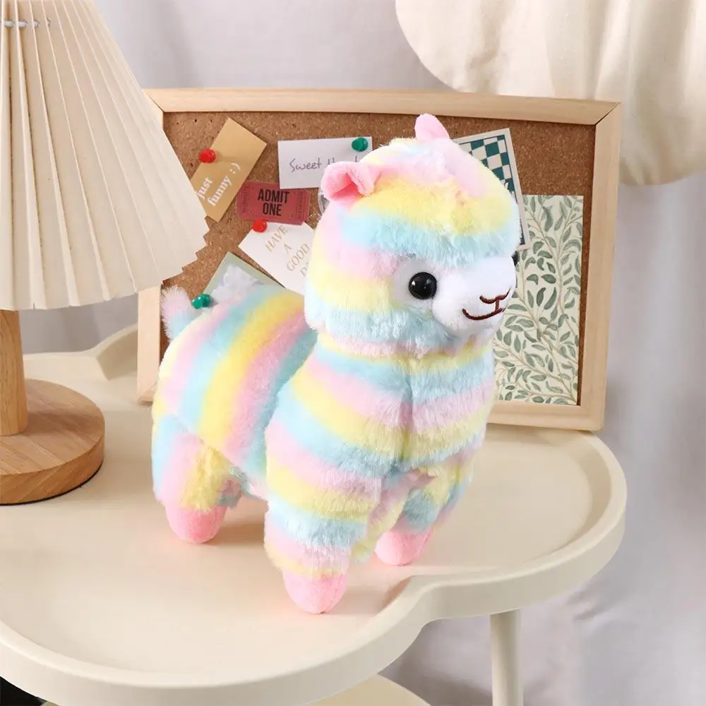 Mainan boneka ulang tahun, mainan boneka Alpaca warna-warni, mainan boneka mewah Alpaca, mainan lembut rumah