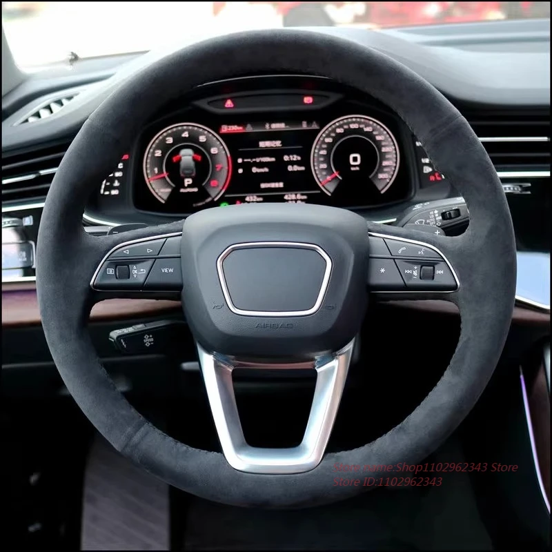 

Hand-Stitched Non-slip Durable Alcantara Suede Leather Steering Wheel Cover For Audi Q5 Q7 Q3 Car Interior Accessories
