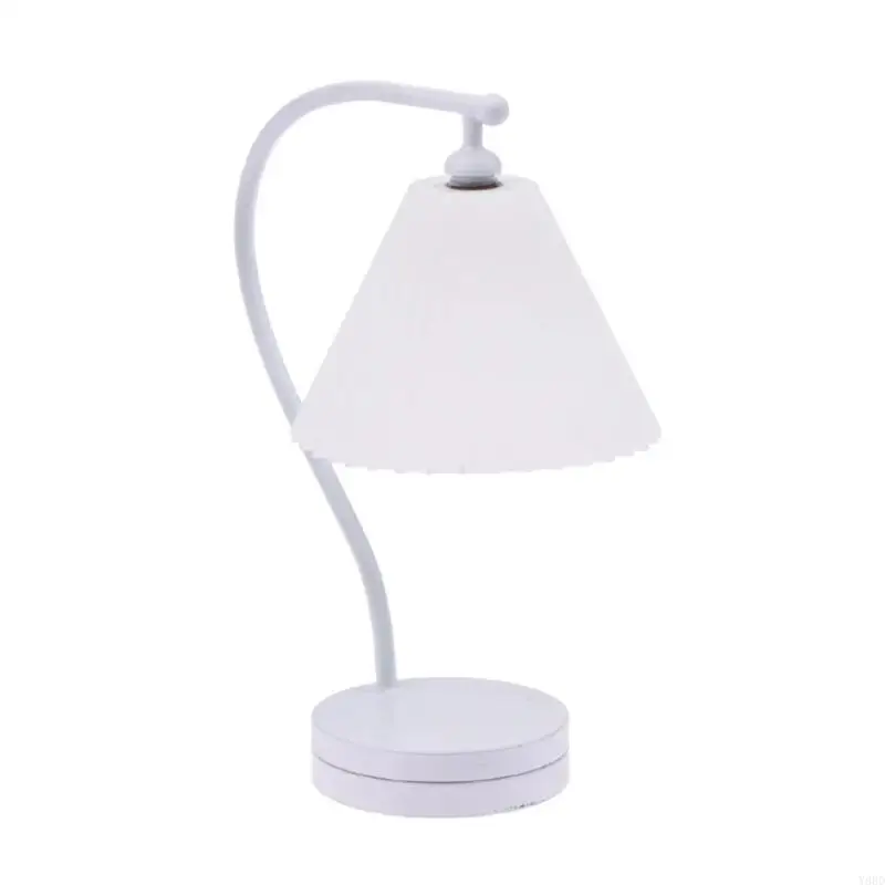 Y88D Realistic White Lamp Model for Dollhouses Bedroom Table Light Photo Props