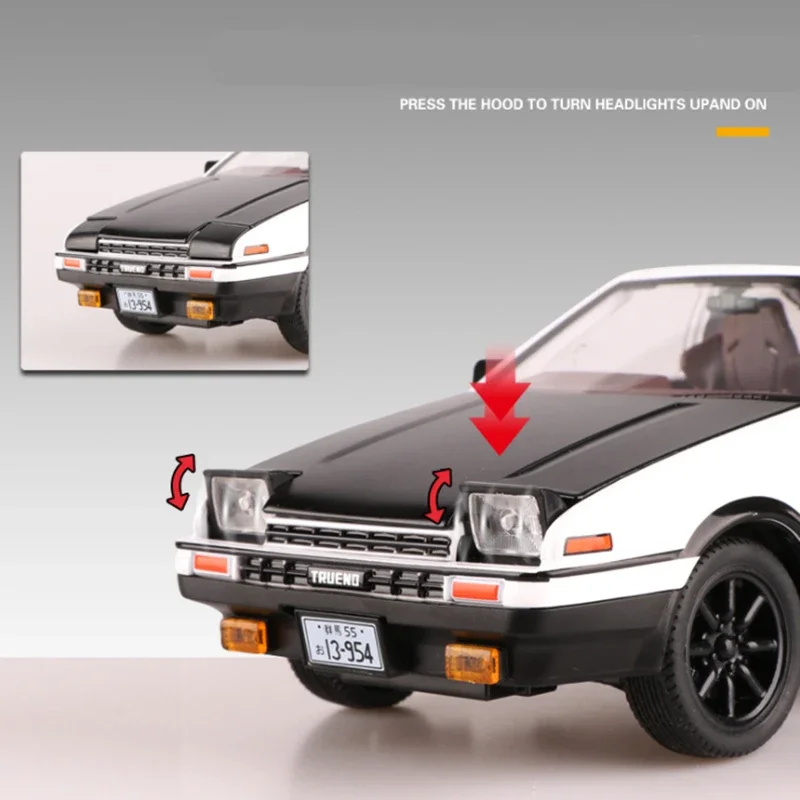 Toyota AE86 Model Car for Kids, Film 1:20, Alloy, Diecast Metal, Sports Car, Simulation, Sound and Light, Toy Gift