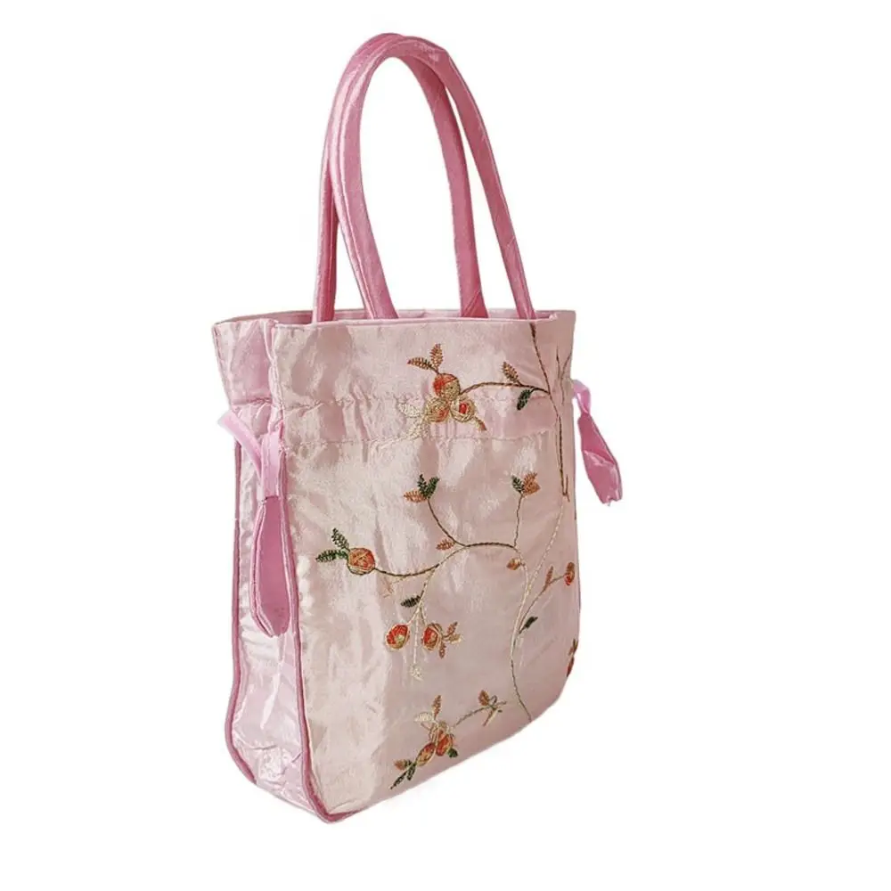 Monedero bordado informal para mujer, bolsa pequeña de almacenamiento, bolso de flores, bolsos con cordones Hanfu, bolsa de embalaje para joyas