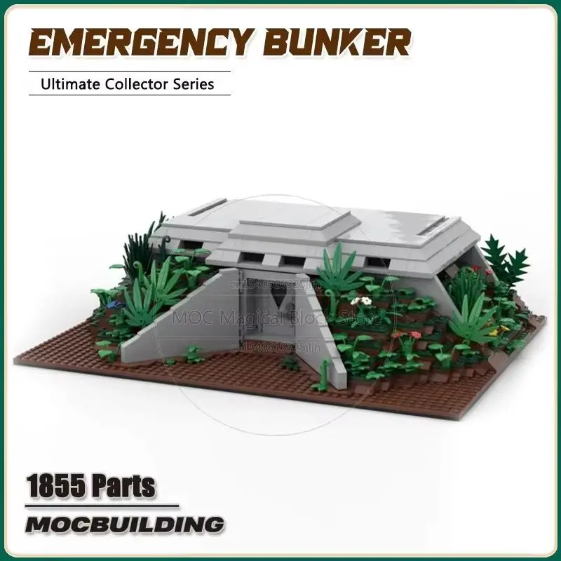 Dinosaurier Welt MOC Bausteine Notfall Bunker Ziegel Zaun und Toilette Display Architektur Modell Spielzeug Weihnachten Geschenke
