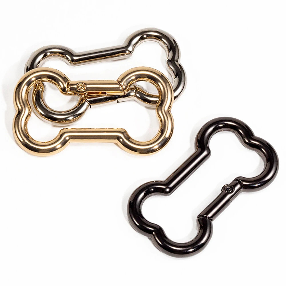 Painted Colored Spring Buckle Bone Shaped Metal Keychain Hook