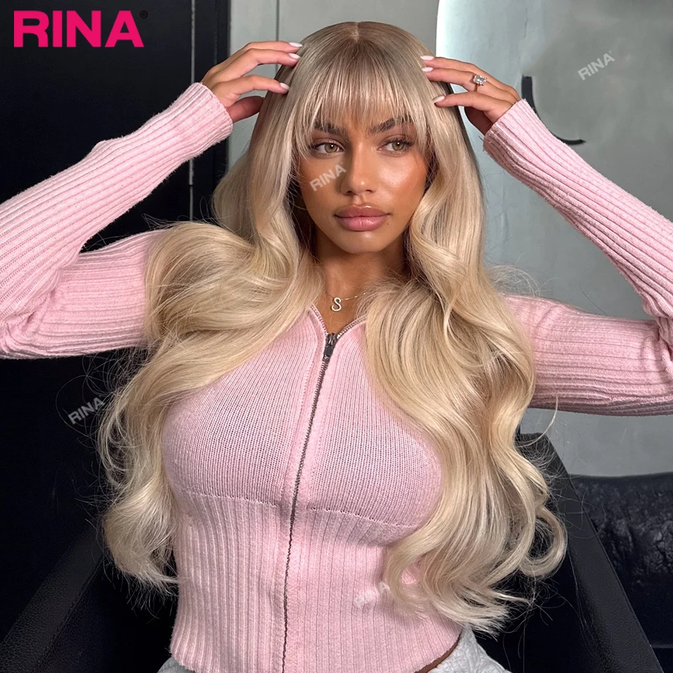 

Blonde Color With Bang Body Wave Lace Frontal Wig 13x6 13x4 Human Hair Wigs HD Transparent Lace 5x5 Closure Wig For Women
