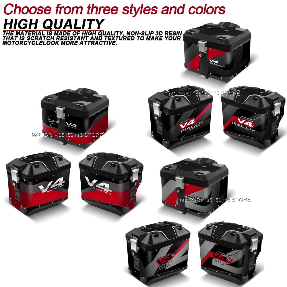 Motorcycle Stickers Decorative Protective Box Sticker Decalcomania Set 3D epoxy resin Side Bag For Ducati Multistrada V4 Rally