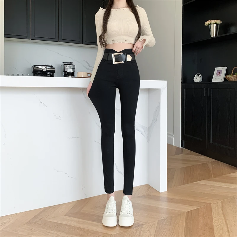 Black Leather Leggings Sexy Small Foot Pencil Pants Women's Autumn New Outerwear Boot Pants