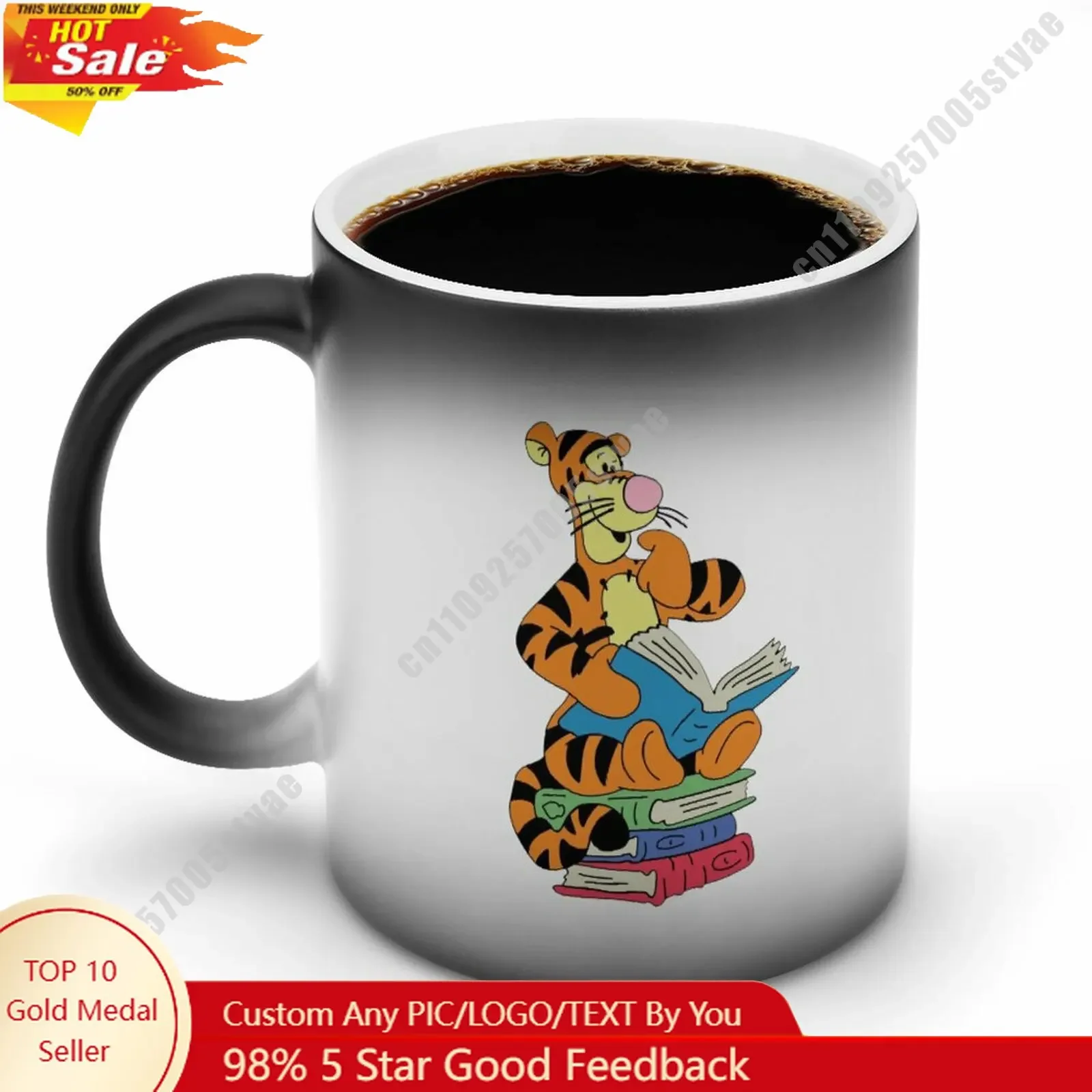 

Tigger Color Changing Mug Disney Cartoon Custom Personalized Photo Printing DIY Coffee Cup Birthday Gift Ceramic Mug