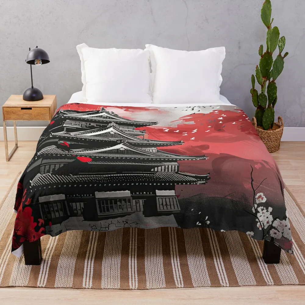 

Pagoda Under the Red Sky Throw Blanket blankets ands Decorative Sofa Blankets