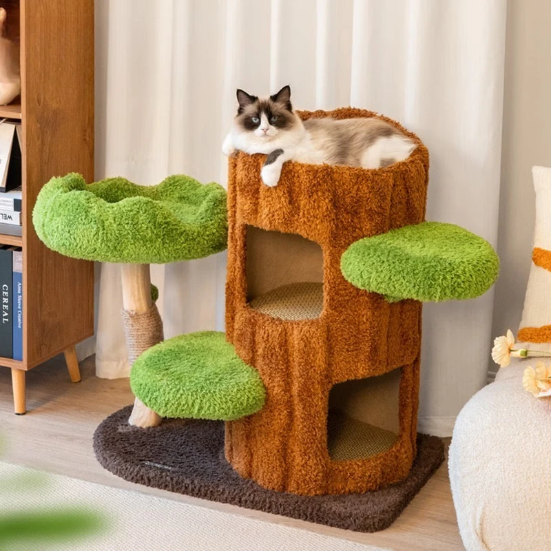 

Large cat tree jumping platform Integrated luxury solid wood cat shelf Villa cat nest does not occupy a tree hole