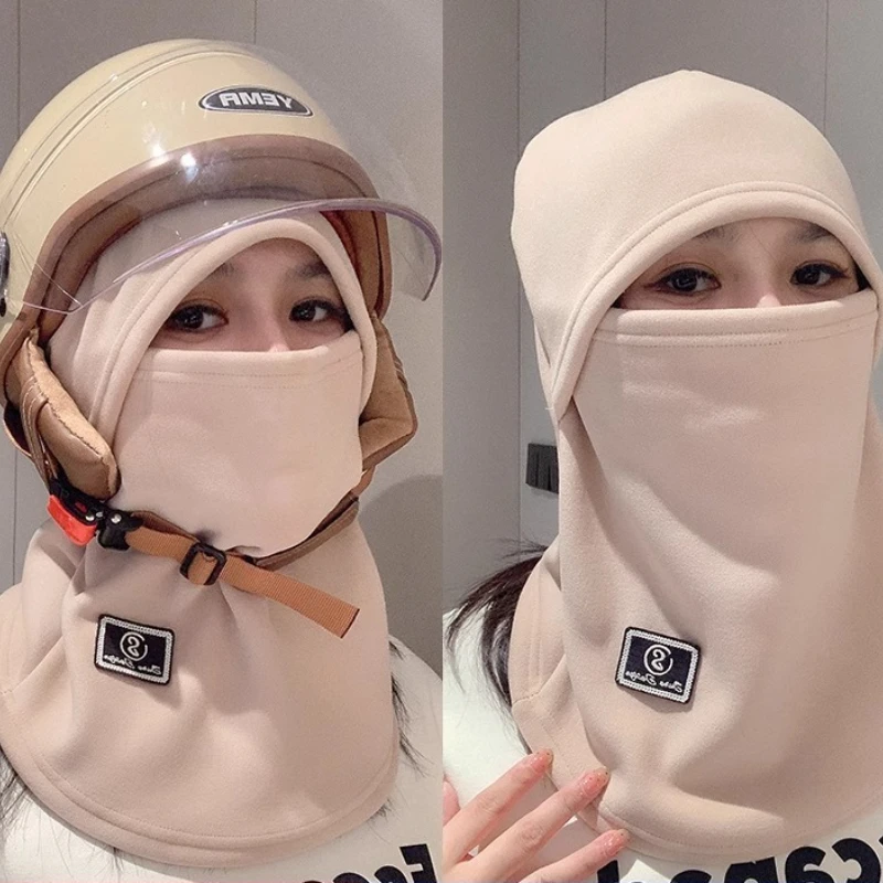 

Зимний теплый головной убор для езды на электрическом велосипеде, мотоцикле, морозостойкая ветрозащитная маска, лыжная флисовая защита шеи, встроенная шапка