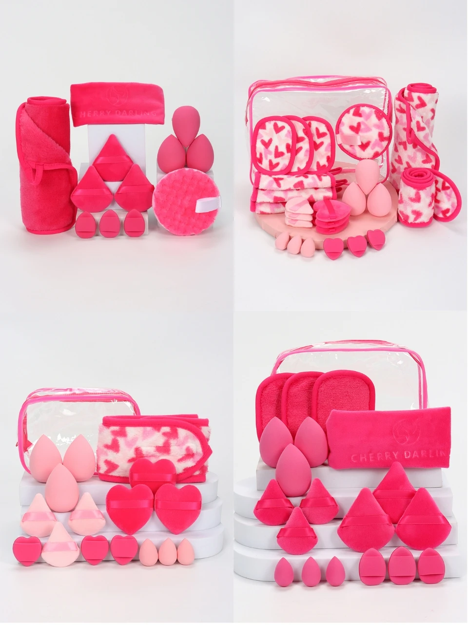 Ensemble de sacs à cosmétiques Rose rouge 17-20-25 pièces, outils cosmétiques multifonctionnels, adaptés à tous les Types de peau