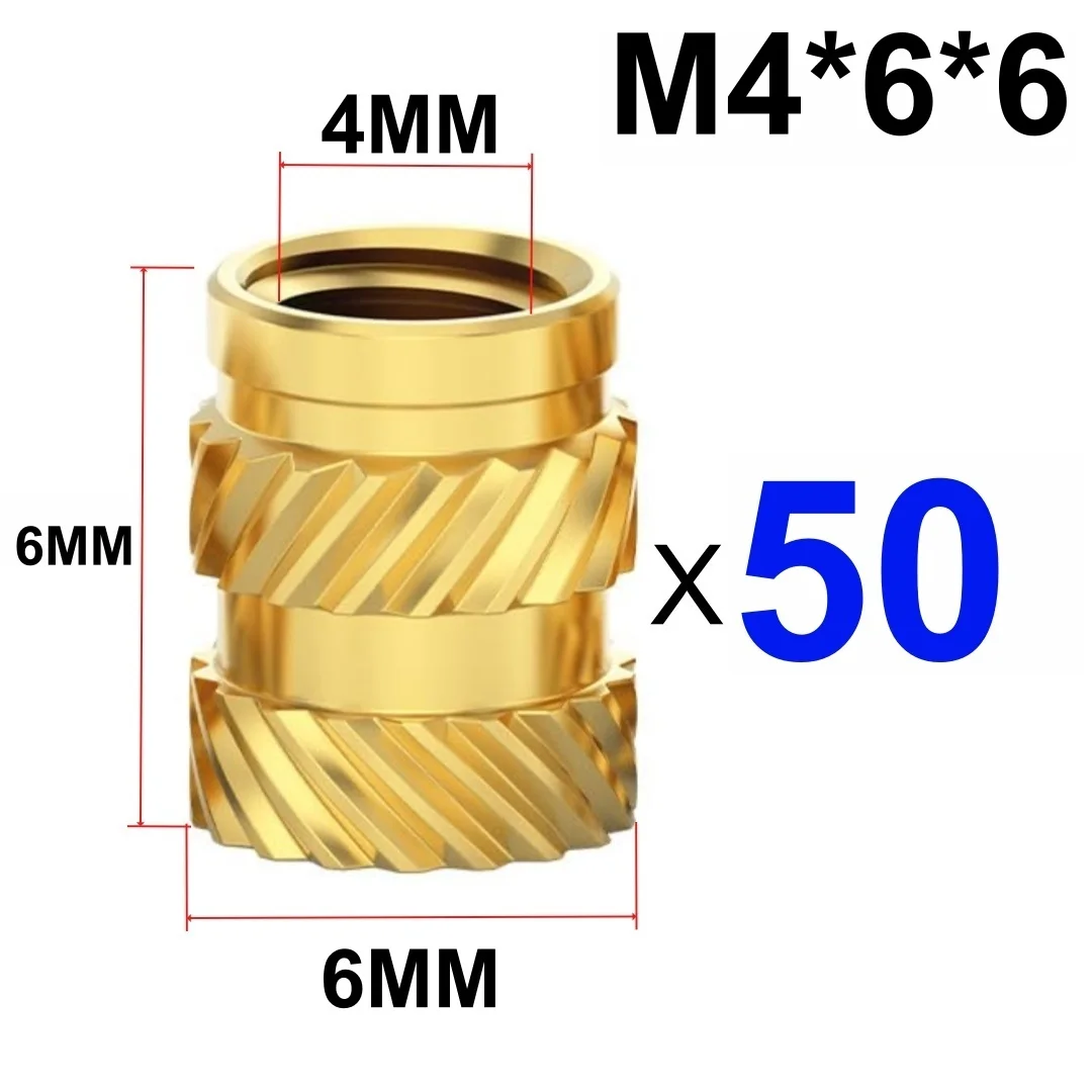 50/100 Stuks Warmte Insert Inbedding Moer M3 M4 M5 Schroefdraad Gekartelde Messing Moeren Voor 3D Printer Voron 2.4 En anderen