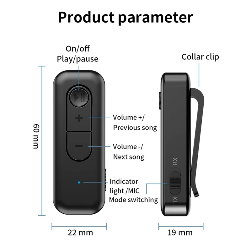 Bluetooth 5.3 Audio Receiver Transmitter 3.5MM AUX With Mic Stereo Music Adapter For Headphones PC TV Car Speakers