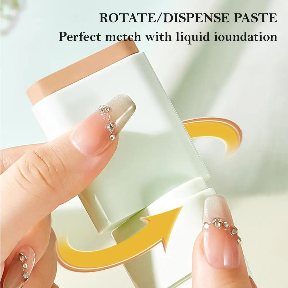 Fondotinta in stick 2 in 1 Correttore impermeabile resistente al sudore a lunga durata con finitura opaca con pennello Trucco di bellezza per il contorno del viso