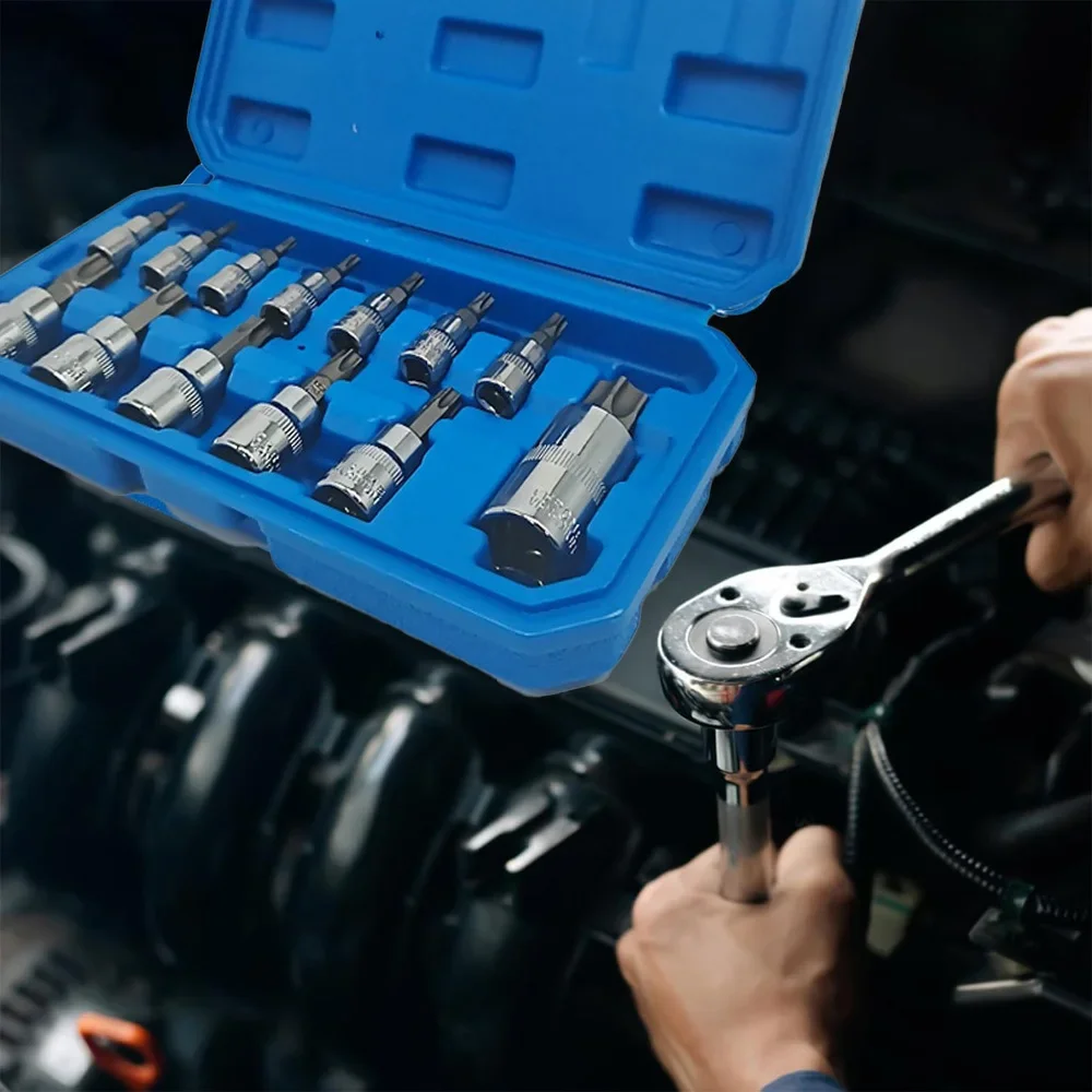13 pçs kit chave torx ferramenta de reparo automóvel conjunto chave fenda impacto soquete wrnech cabeça profissional bicicleta carro ferramentas oficina mecânica