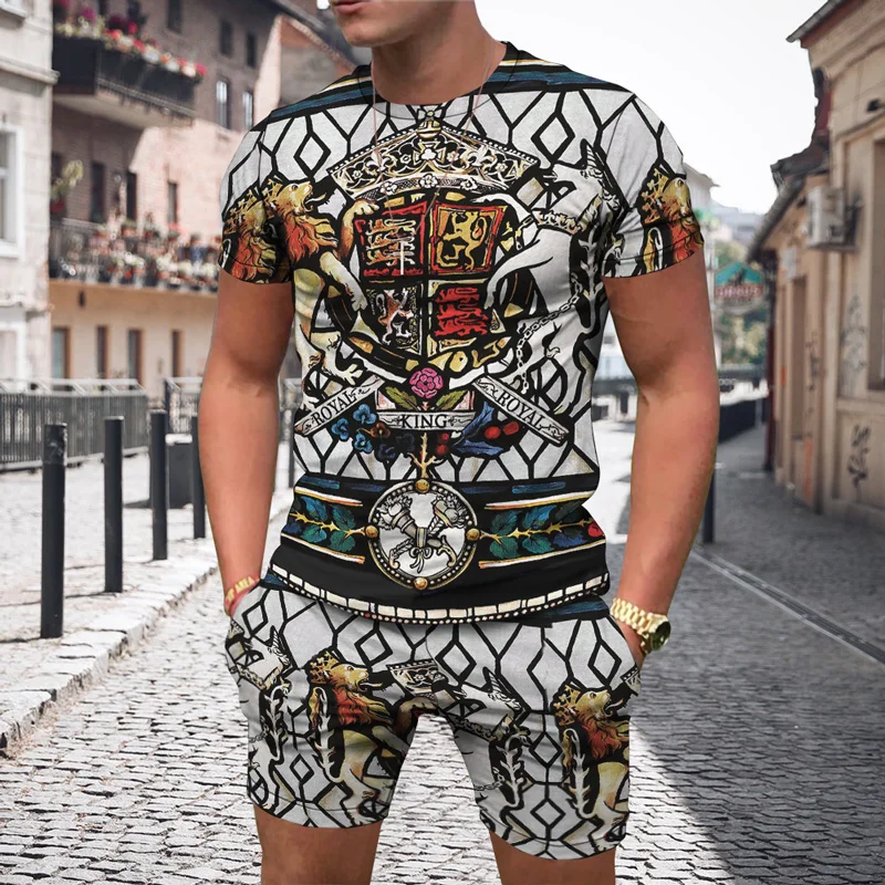 

Summer Men Tracksuit Set for Man Oversized Clothes 3D Print T Shirt Shorts Sportswear Men's Tshirts 2-Piece Suit Jogger Outfits