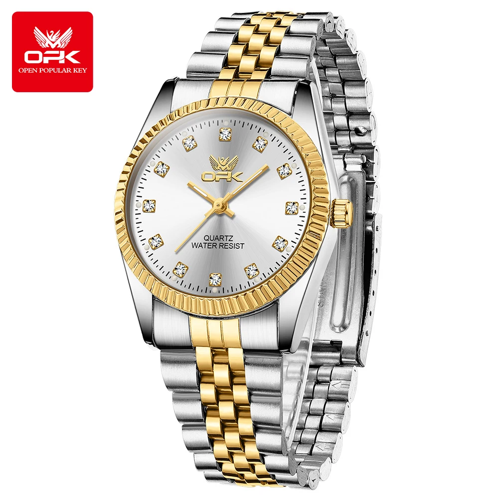 OPK 6027 Luxury Brand Man Watch Stainless Steel Strap Simple Waterproof Luminous Men's Watches Original Quartz Watches for Man