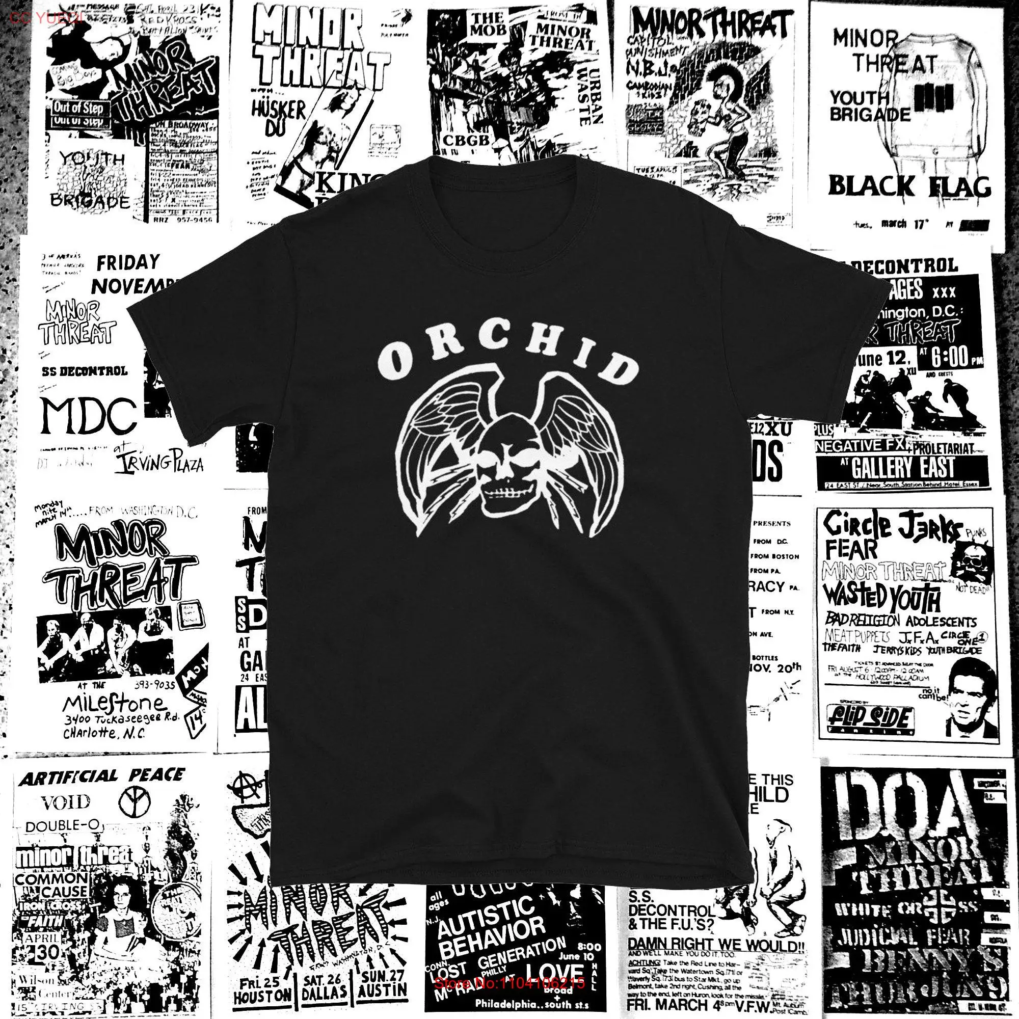 Orchid winged skull short sleeve shirt long or short sleeves