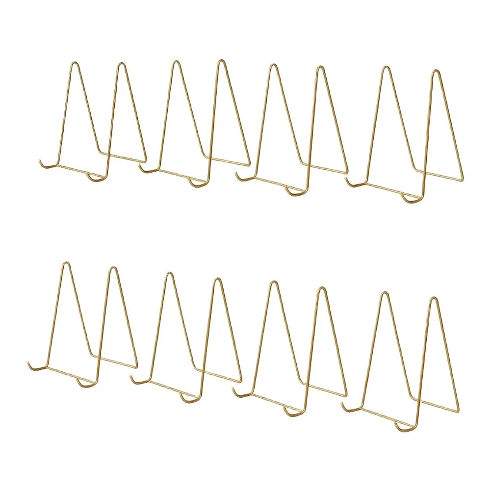 Set of 8 Gold Metal Display Stands for Photos Certificates Awards Mirrors Tabletop Decoration 9 13 15cm Dimensions