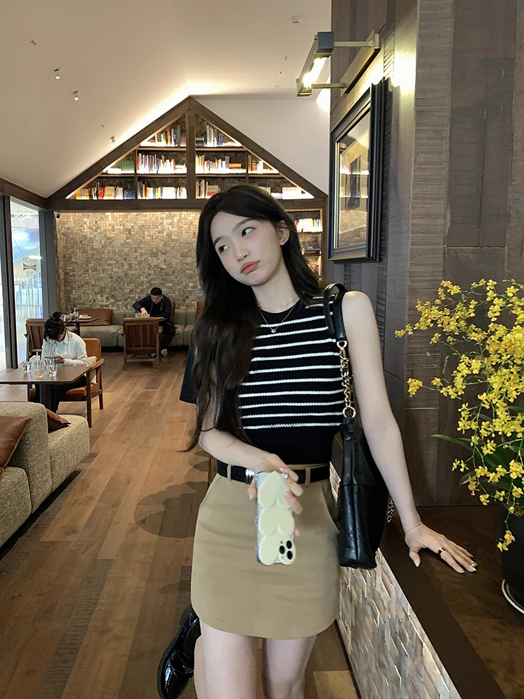 

Жилет женский Hellokay весна-лето, модный, фактурный, в полоску, вязаный, топ, верхняя одежда, для повседневной носки, из полиэстера...