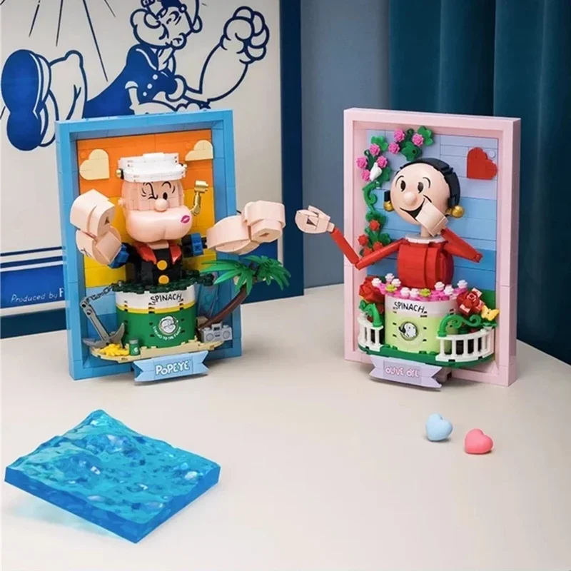 Popeye The Sailor 3D Building Blocks, Popeye The Sailor Olive Oyl Ornamenti da tavolo, Giocattoli per bambini, Regali di Natale