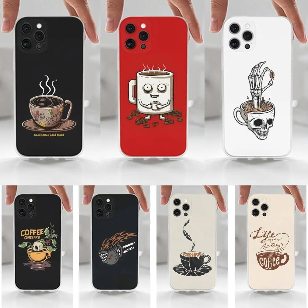 

Love coffee Phone Case For iPhone 16,15,14,17,13,12,11 Plus,Pro,Max,XR,XS,X,7,8 Plus,SE,Mini,Transparent,Silicone Case