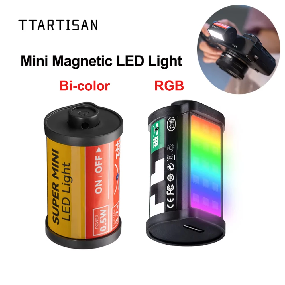 TTArtisan Mini Magnetic LED Video Light Bi-color 3000-6000K Fill Light with Cold Shoe for Camera Lens Photography Live Streaming