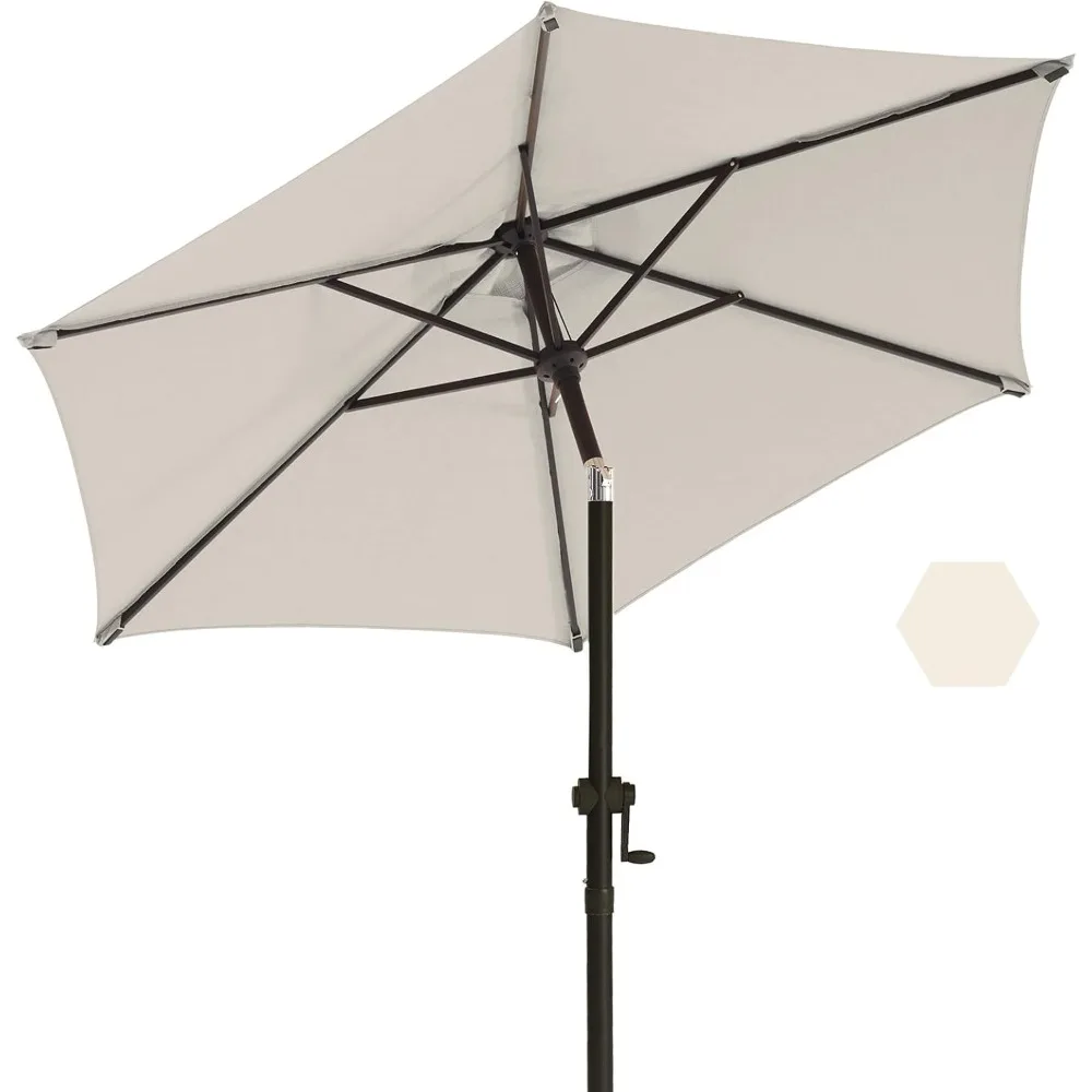 

7.5 FT Patio Umbrellas Outdoor Table Market Umbrella with Push Button Tilt/Crank, 6 Sturdy Ribs, Fade Resistant Waterproof.
