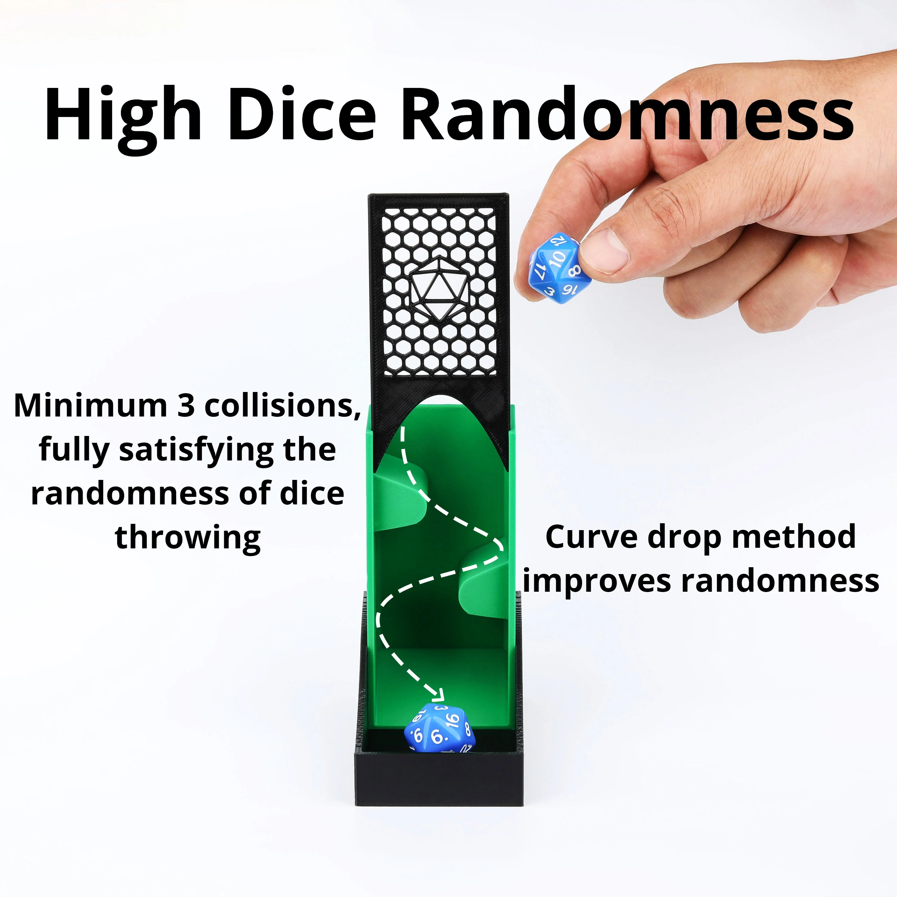 Portable Dice Tower for Tabletop Role Playing Dice Games, Made of Durable Plastic And Available in 8 Colors